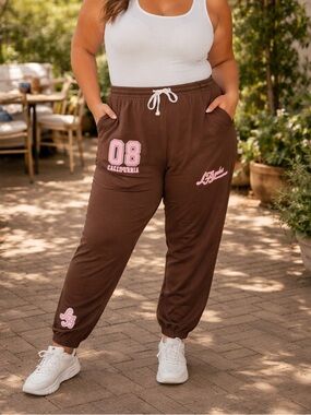 Cult Favorite- NWT Brown & Pink LA Sweatpants Size 2X